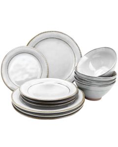 Gibson Elite Terranea 12 Piece Stoneware Dinnerware Set in White, Service for 4