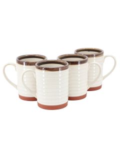 Gibson Home Terra Bella 4 Piece 18.5 Ounce Terracota Mug Set in Pearl White