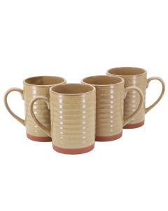 Gibson Home Terra Bella 4 Piece 18.5 Ounce Terracotta Mug Set in Sandstone