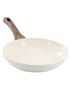 Oster Amberg Choice 9.5 Inch Ceramic Nonstick Forged Aluminum Frying Pan in Off-White