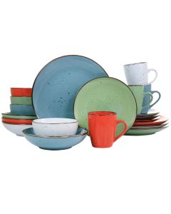 Elama Evelyn 20 Piece Mix and Match Round Stoneware Dinnerware Set in Assorted Colors