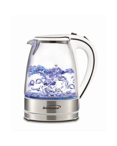Brentwood 1.7L Tempered Glass Tea Kettle in White